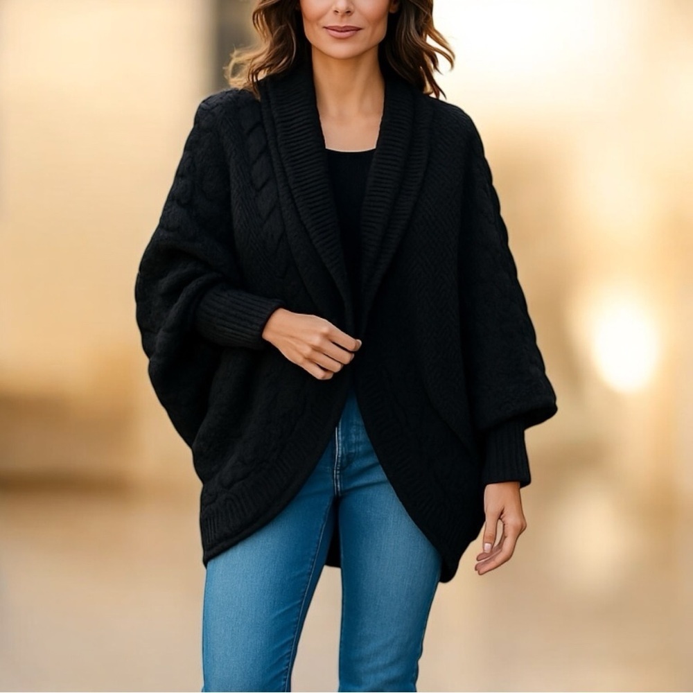 Nicole Sabbattini Chunky Knit Cardigan Sweater open front